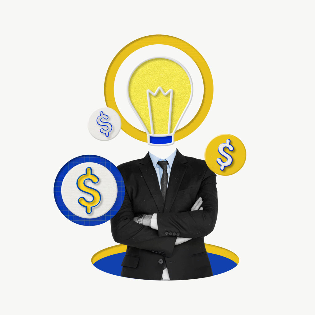creative businessman vector with light bulb for growth marketing creative businessman vector with light bulb for growth marketing